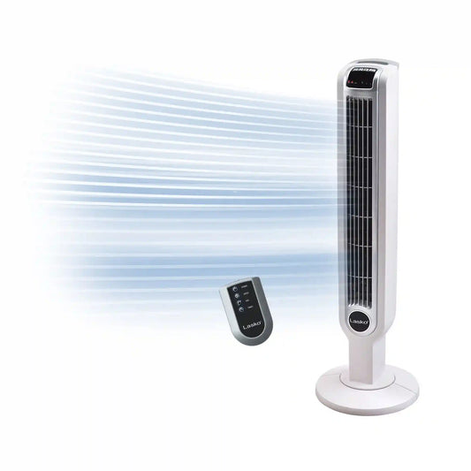 Lasko 36" Tower Fan (3-speed, remote, timer, 60° oscillation, white)