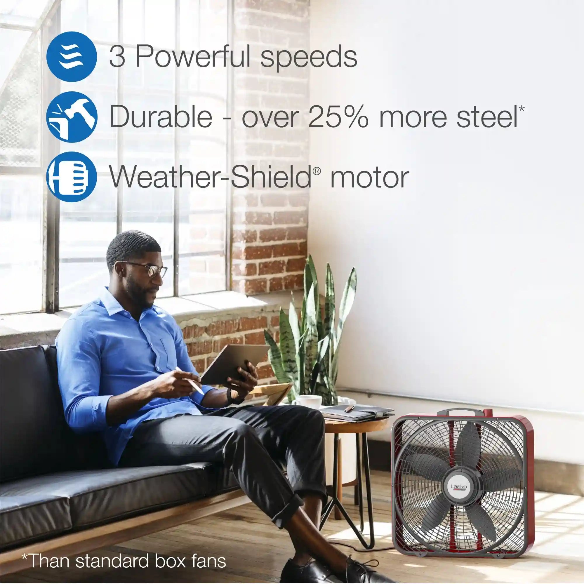 Lasko 20" 3-Speed Pro Power™ Industrial Grade Box Fan (red)