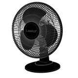 Lasko 12" Table Top Fan (3-speed, manual, 180° oscillation, black)