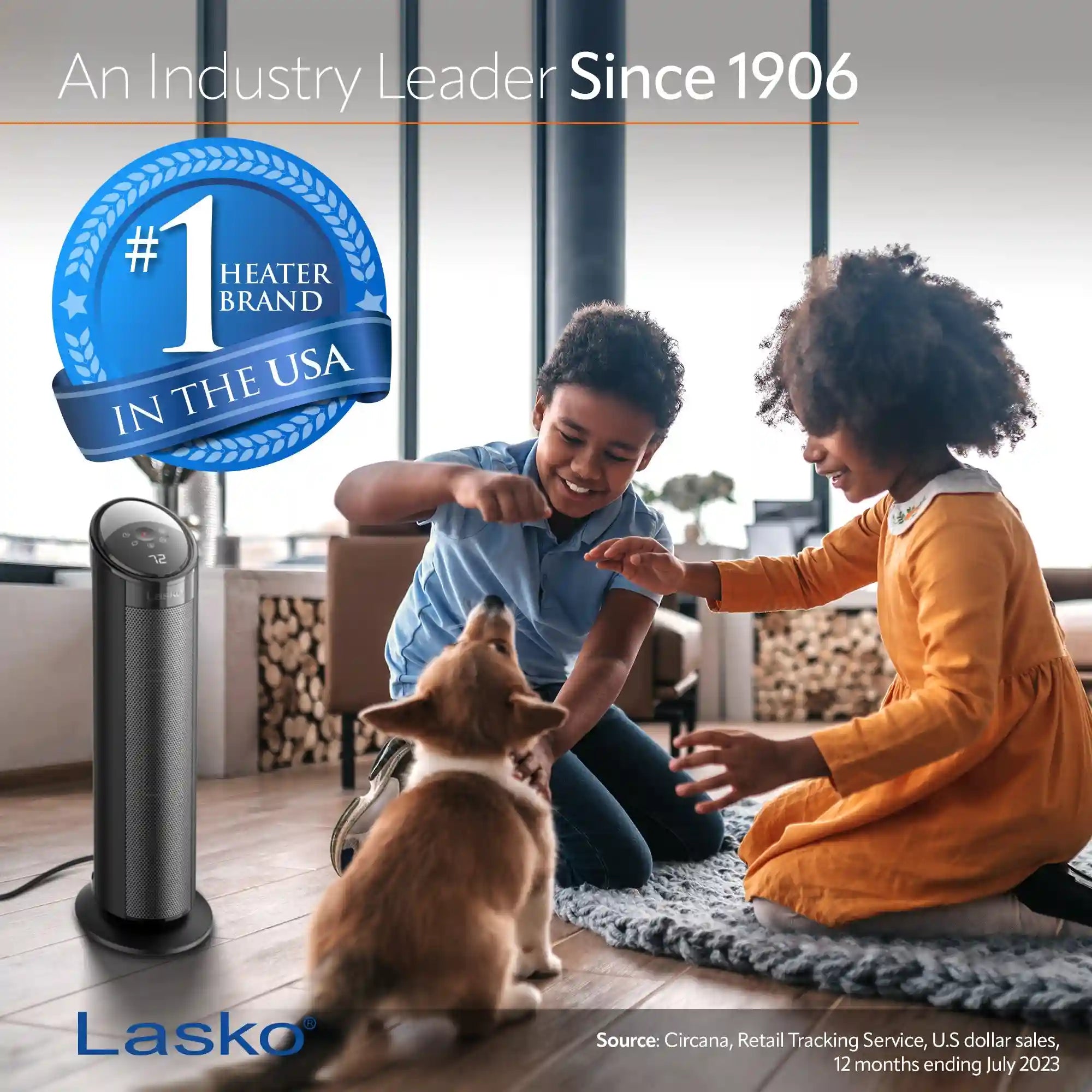 Lasko 22" Ceramic Tower Space Heater with Remote (black, model CT22495)
