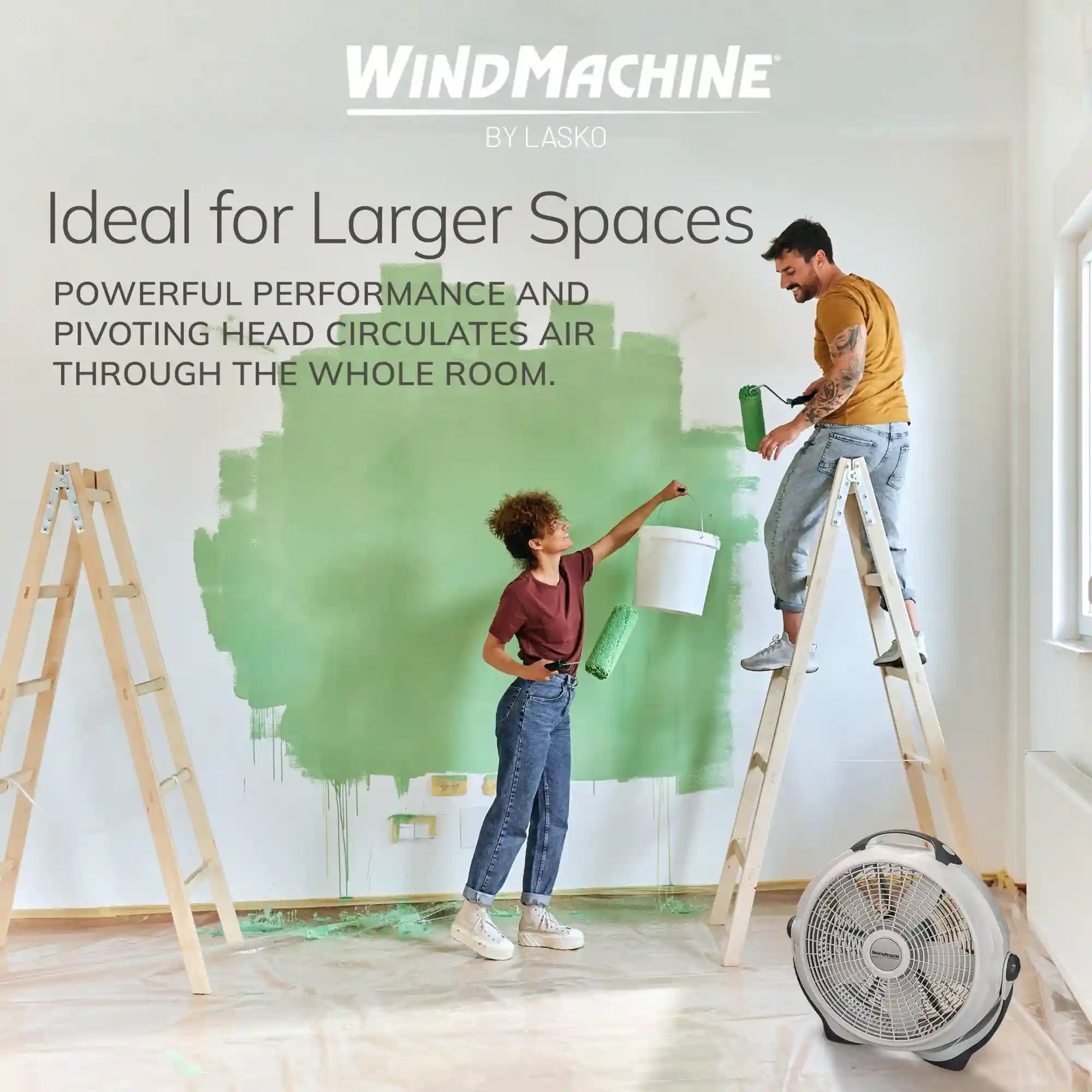Lasko Wind Machine® 20" Air Circulator Floor Fan (3-speed, manual, 360° airflow, gray)