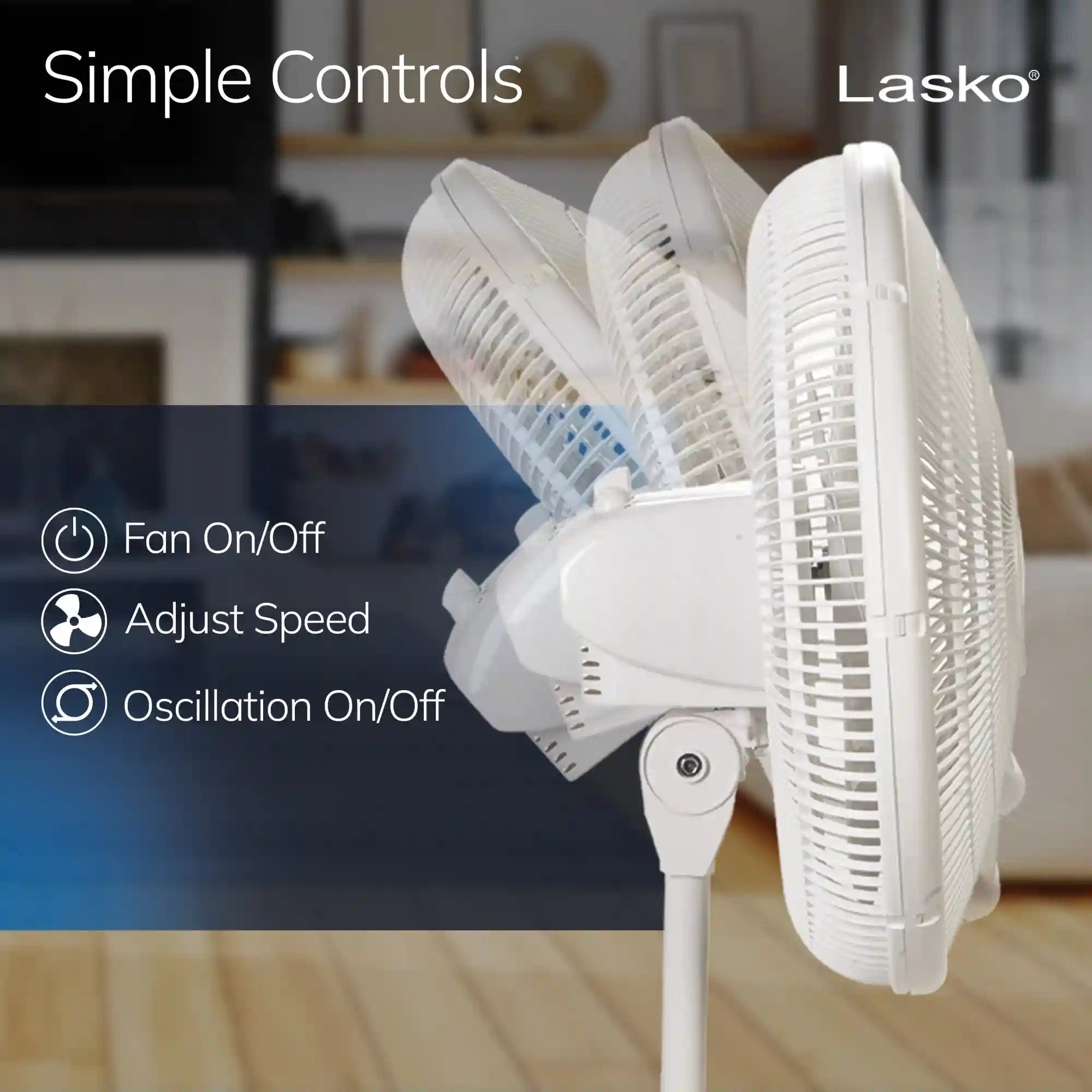 Lasko 16" Pedestal Fan (3-speed, manual, white)