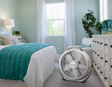 Lasko Wind Machine® 20" Air Circulator Floor Fan (3-speed, manual, 360° airflow, light gray)