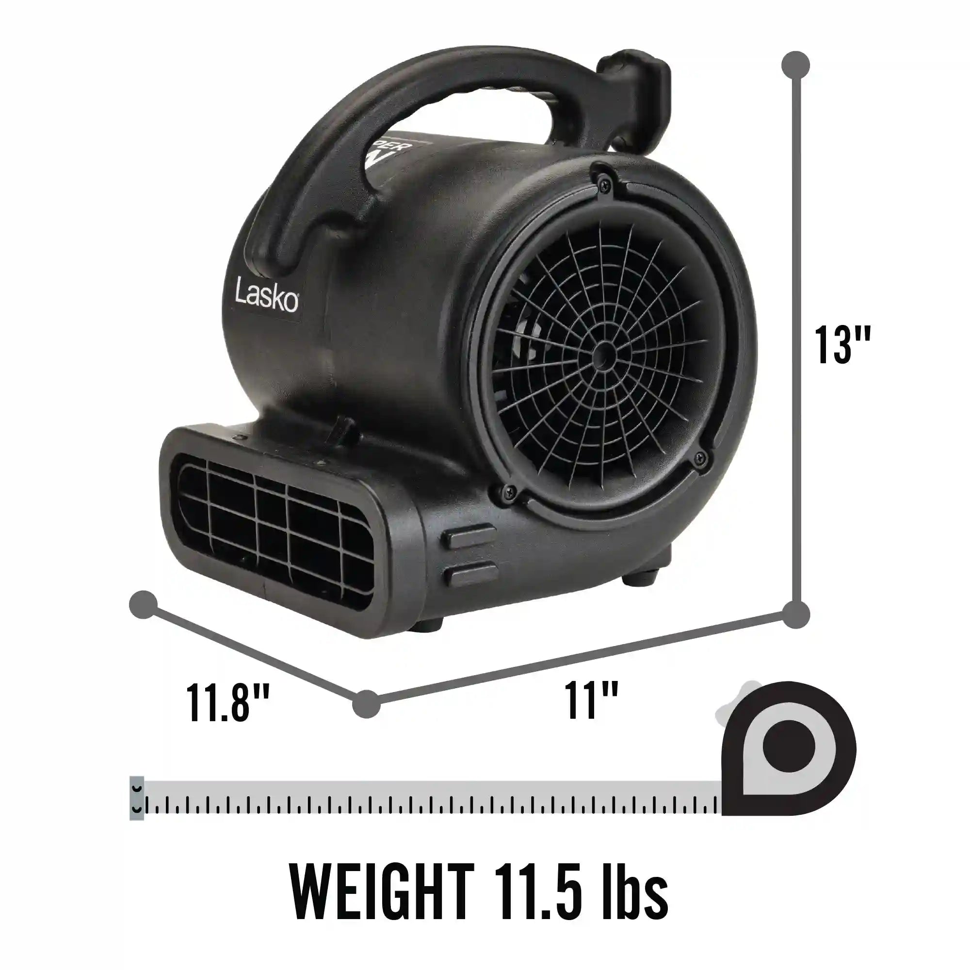 Lasko 3-Speed Super Fan Max Air Mover Floor Fan with Outlets, SF-20-BK, Black