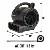 Lasko 3-Speed Super Fan Max Air Mover Floor Fan with Outlets, SF-20-BK, Black