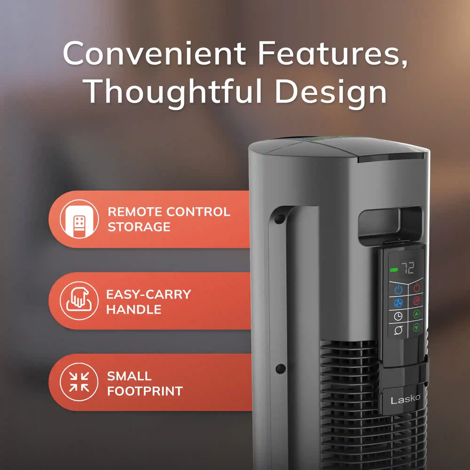 Lasko All Season Tower Fan and Space Heater with Remote, FH515, Black