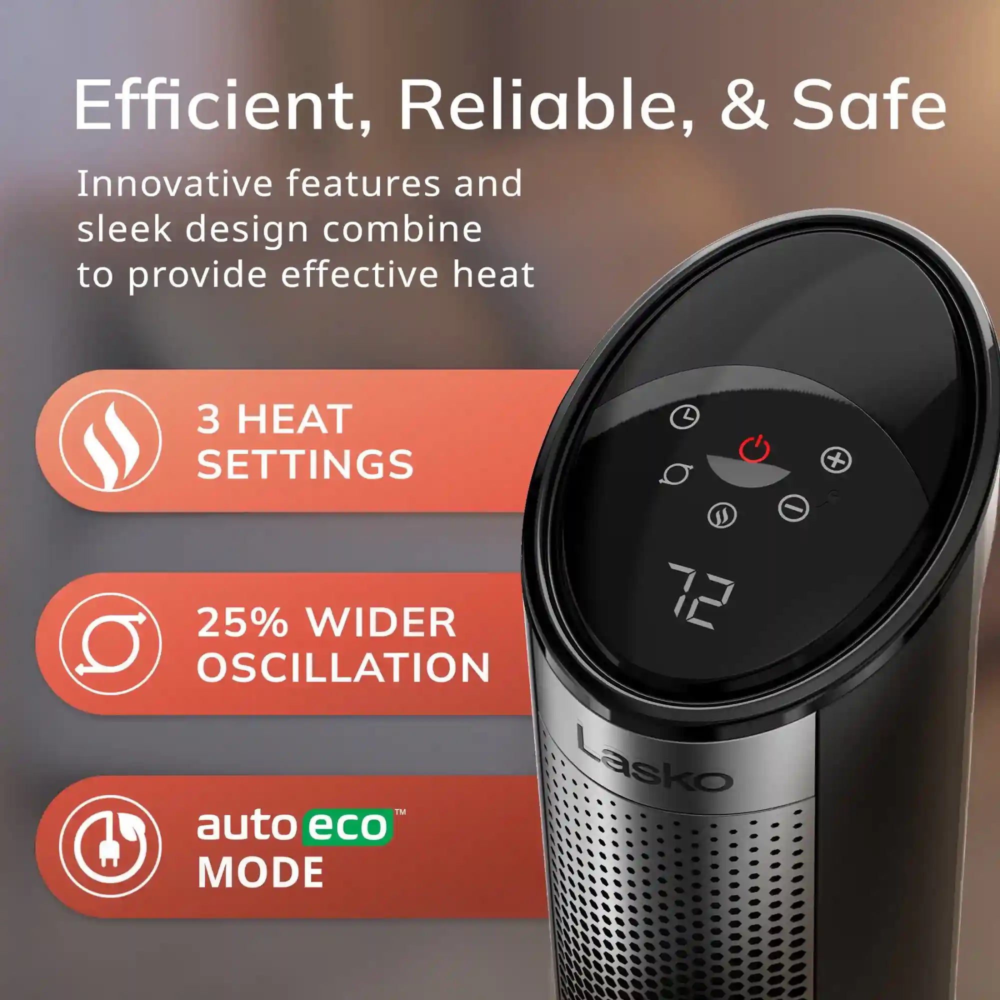 Lasko Elite 22" Tower Heater (3 heat settings, remote, timer, tip-over switch, child lock, black)