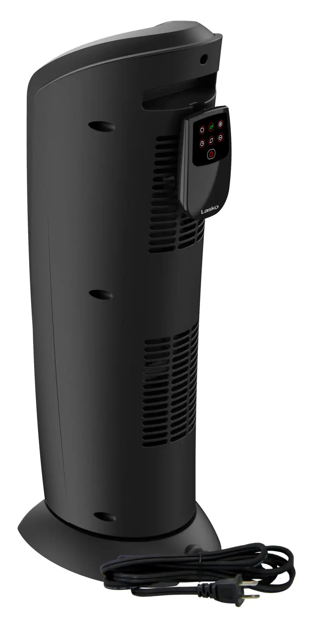Lasko 23" Ceramic Tower Heater (2 heat settings, remote, timer, thermostat, tip-over switch, black)