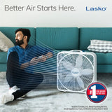 Lasko Weather-Shield® Performance 20" Box Fan (3-speed, manual, white)