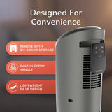 Lasko 23" Ceramic Tower Heater (2 heat settings, remote, timer, thermostat, black)