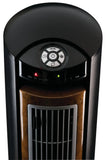 Lasko Wind Curve® 42" Tower Fan (3-speed, remote, timer, ionizer, black/woodgrain)