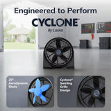 Lasko Cyclone® 20" Air Circulator Floor Fan (4-speed, remote, timer, 90° airflow, black)