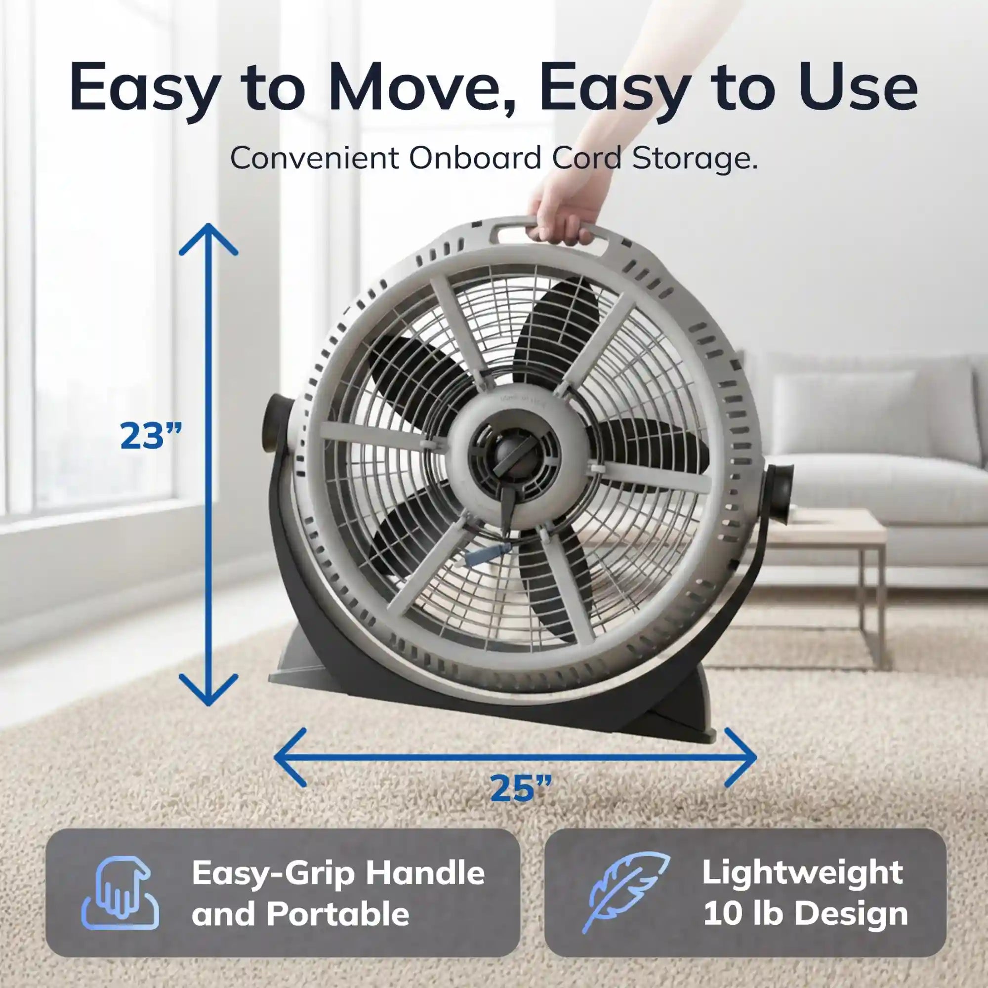 Lasko Wind Machine® 20" Air Circulator Floor Fan (3-speed, manual, 360° airflow, gray)