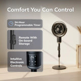 Lasko Whirlwind™ Orbital Pedestal Fan (24-speed, remote, 150° oscillation, black)