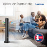 Lasko WhisperForce™ DC 42" Tower Fan (12-speed, remote, black/silver)