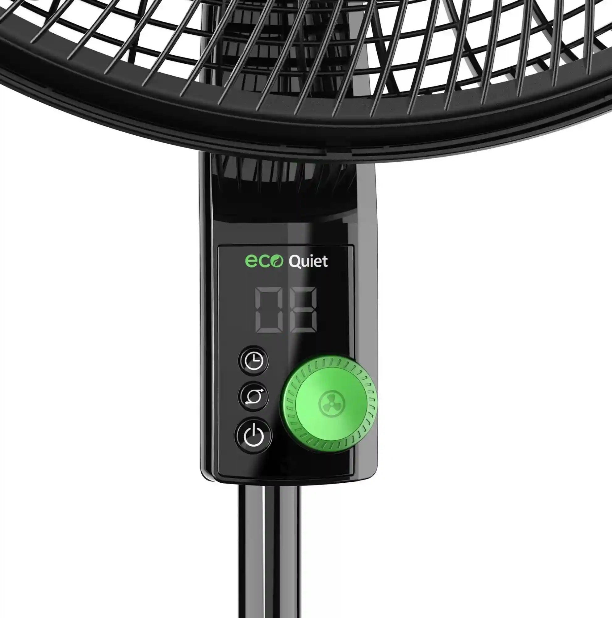 Lasko WhisperForce™ 18" 4-speed EcoQuiet DC Motor Pedestal Fan with Remote & Timer (black, model S18708)