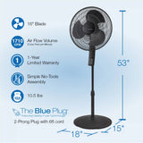 Lasko 16" Pedestal Fan (4-speed, remote, timer, thermostat, black)