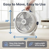 Lasko Wind Machine® 20" Air Circulator Floor Fan (3-speed, manual, 360° airflow, light gray)