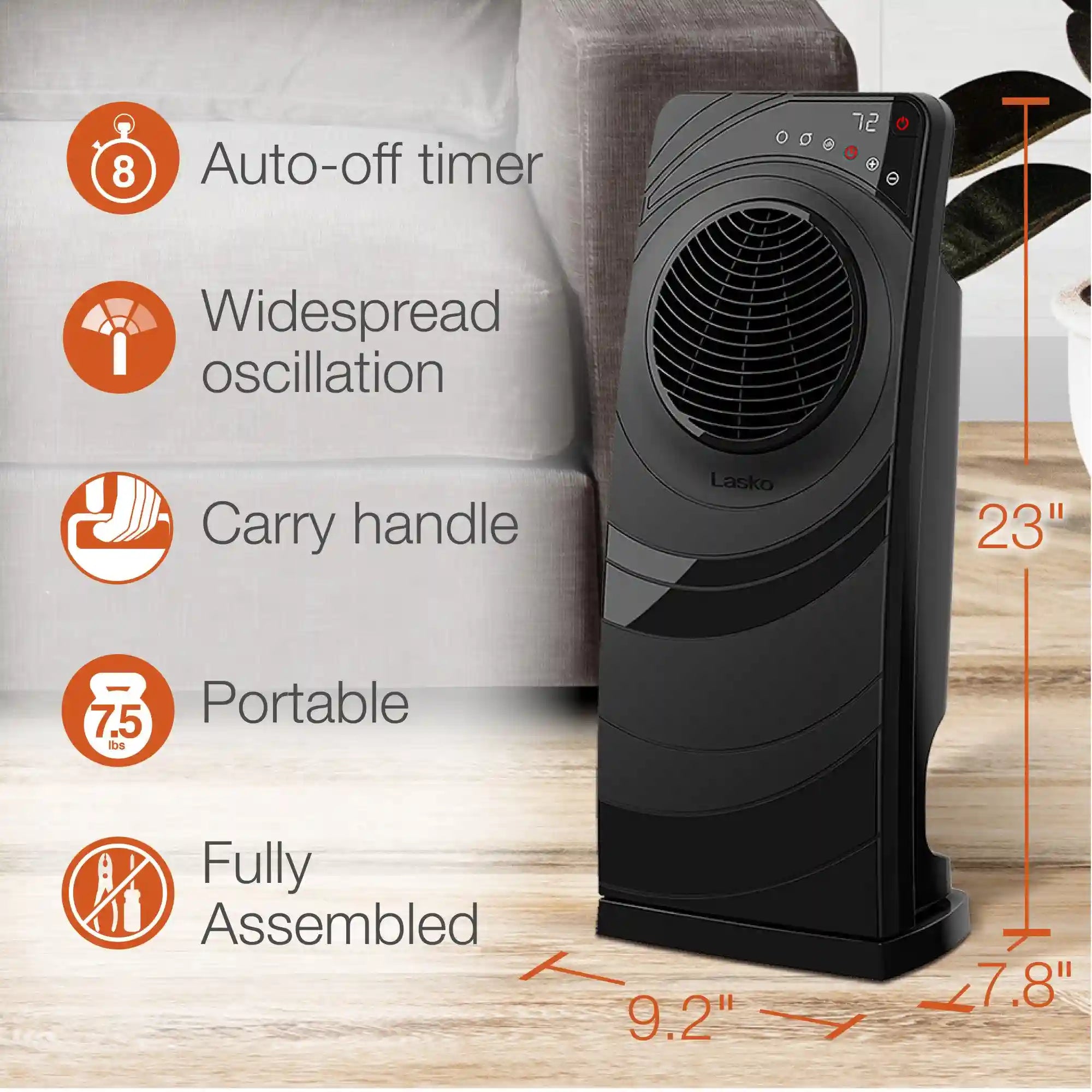 Lasko Elite 23" Ceramic Console Heater (3 heat settings, remote, timer, thermostat, black)
