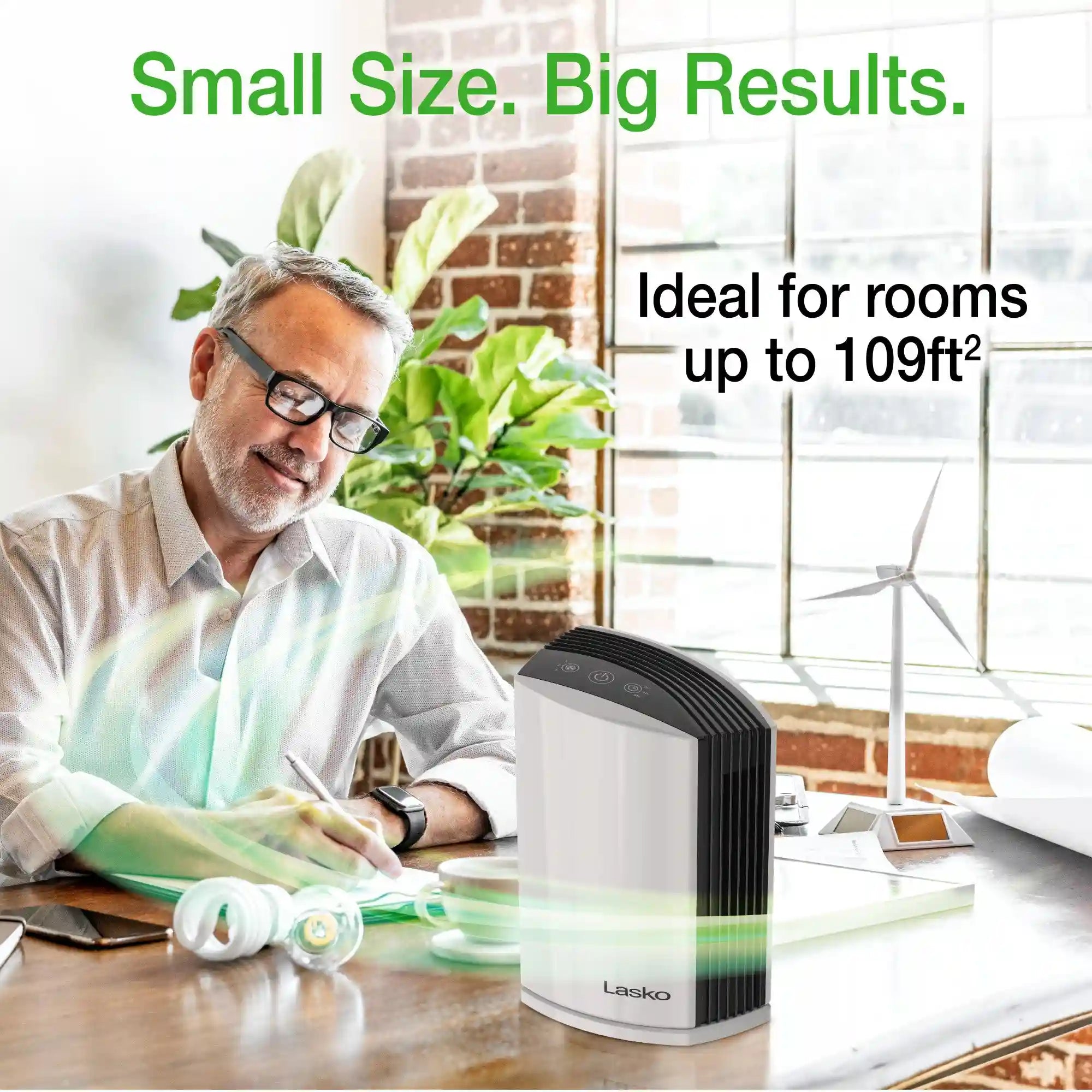 Lasko True HEPA Filter Desktop Air Purifier with Timer, LP200, White