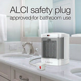 Lasko 8" Bathroom Ceramic Heater (2 heat settings, timer, ALCI saftey plug, white)