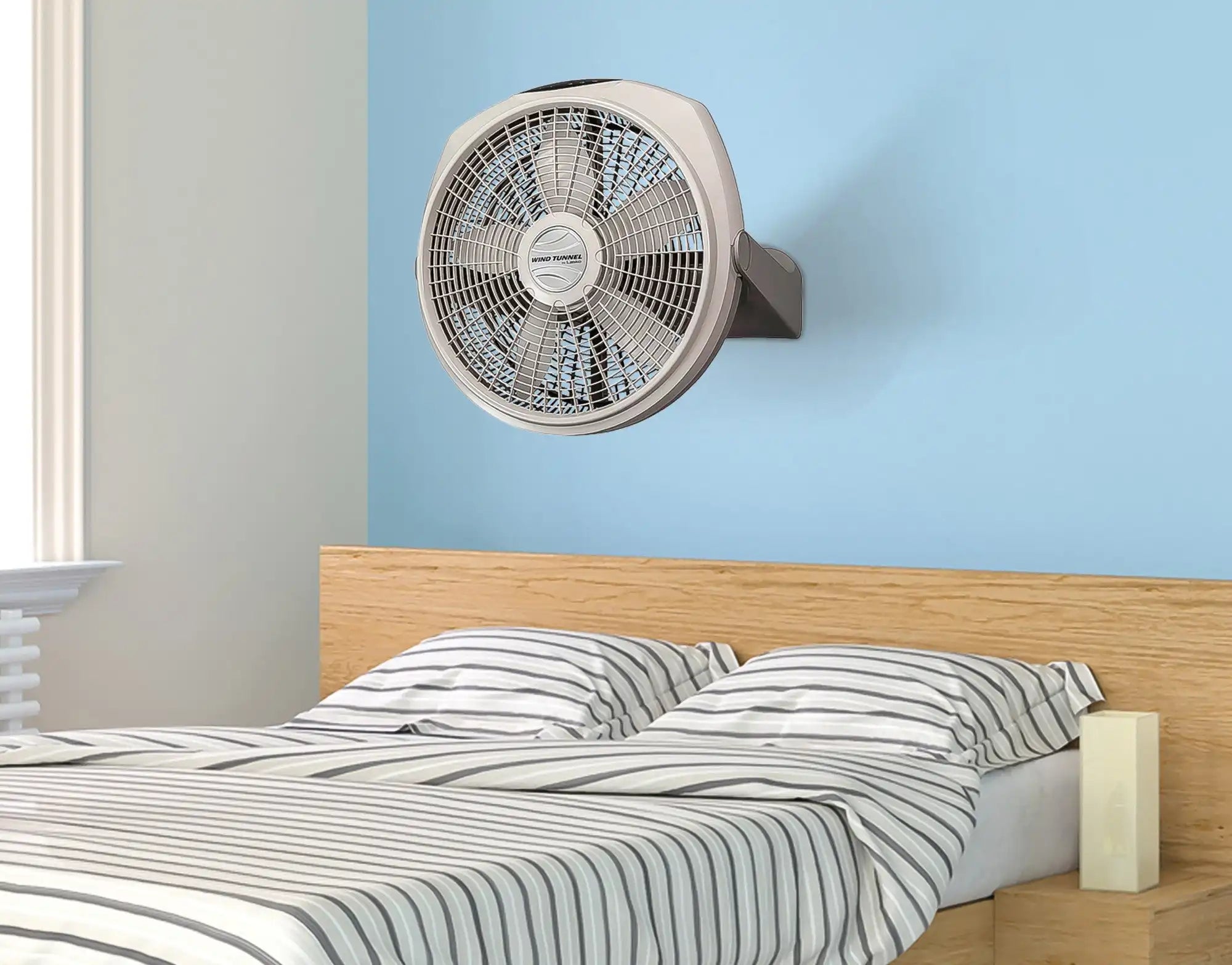 Lasko Wind Tunnel® 20" Air Circulator Floor Fan (3-speed, remote, timer, 360° airflow, gray)