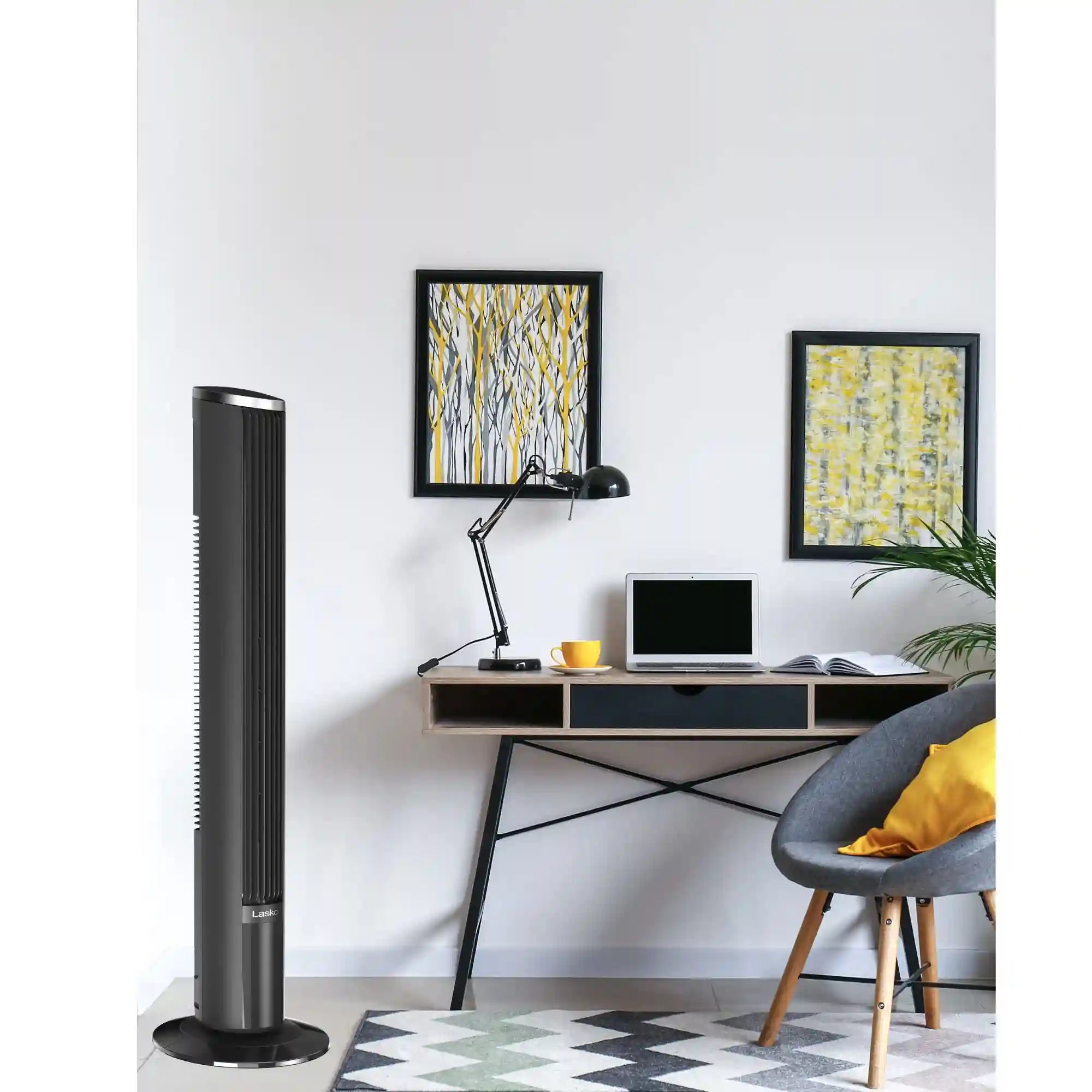 Lasko WhisperForce™ DC 42" Tower Fan (12-speed, remote, black/silver)