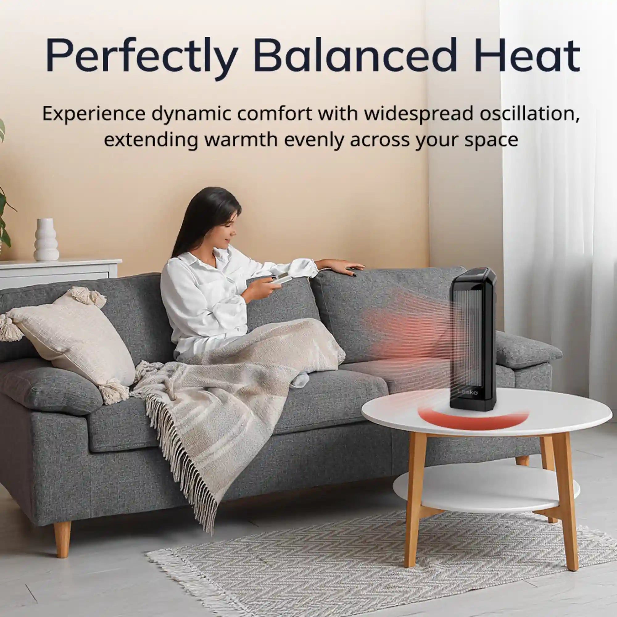 Lasko 1500W Electronic Ceramic Tower Space Heater with Touch Control, CT16558, Black