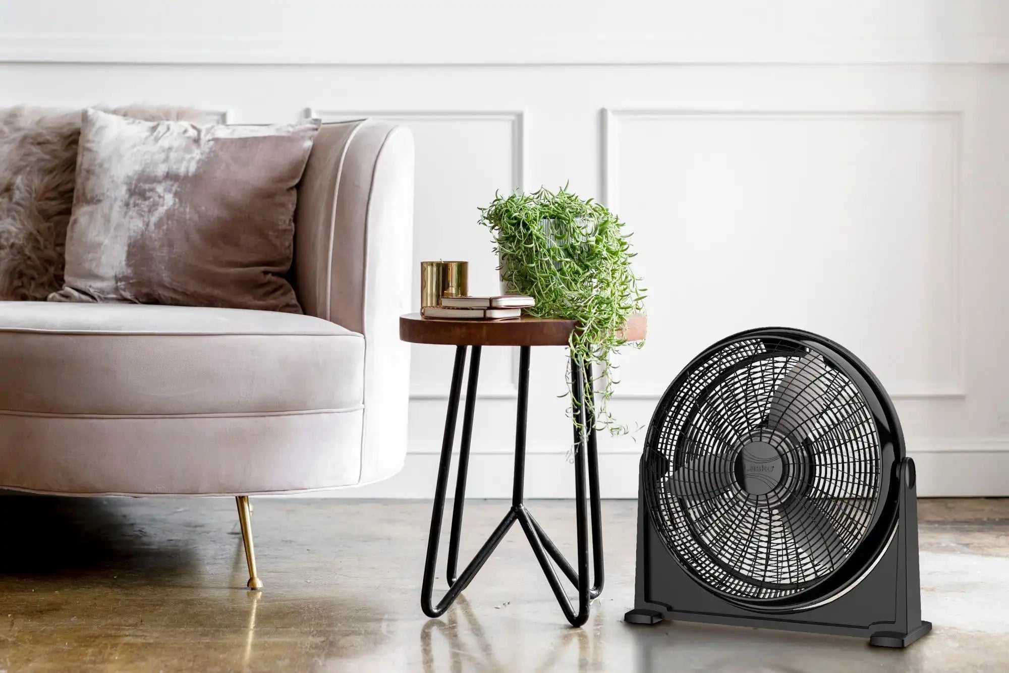 Lasko 20" Air Circulator Floor Fan (3-speed, manual, 360° airflow, black)