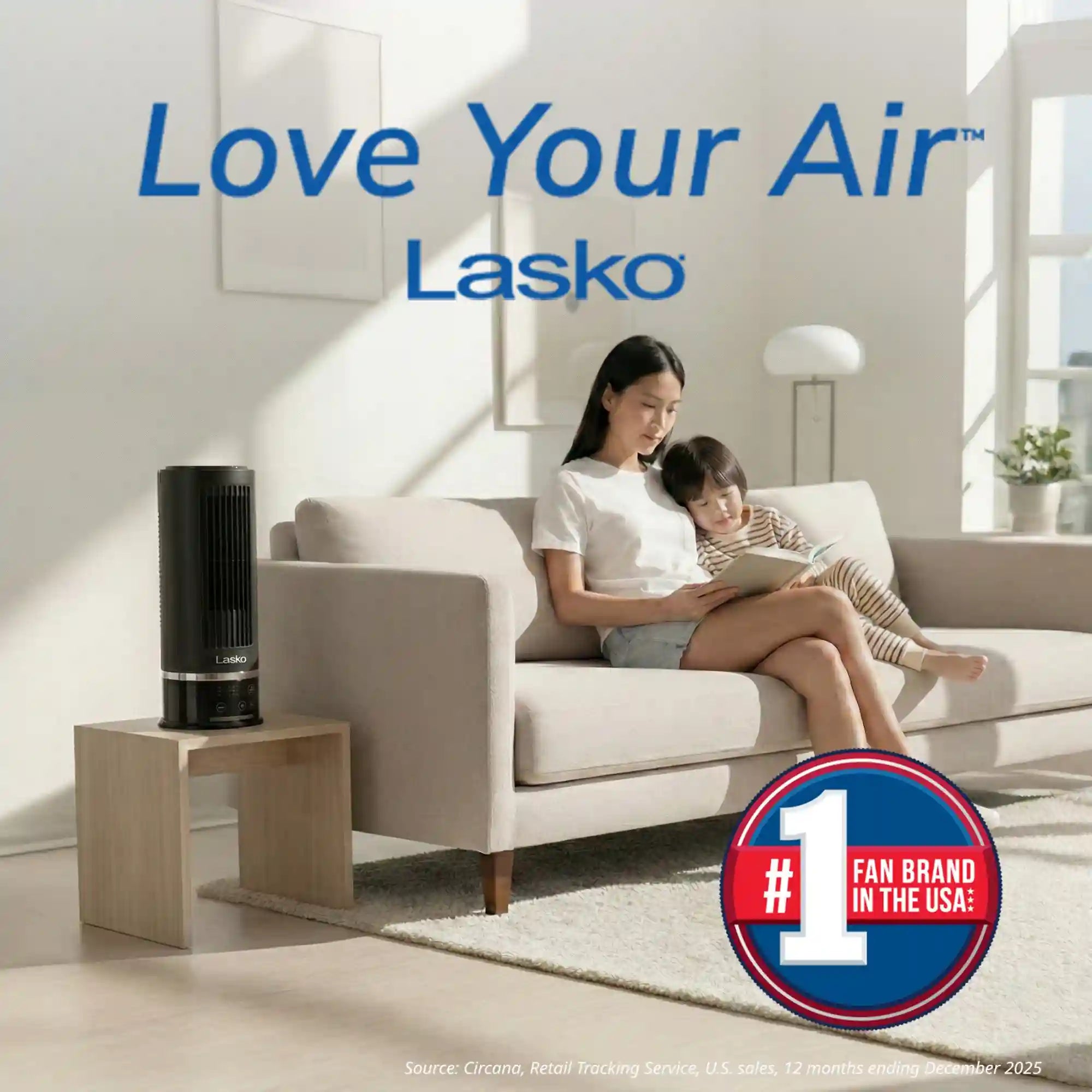 Lasko WhisperForce™ DC 14" Table Top Fan (12-speed, remote, timer, black)