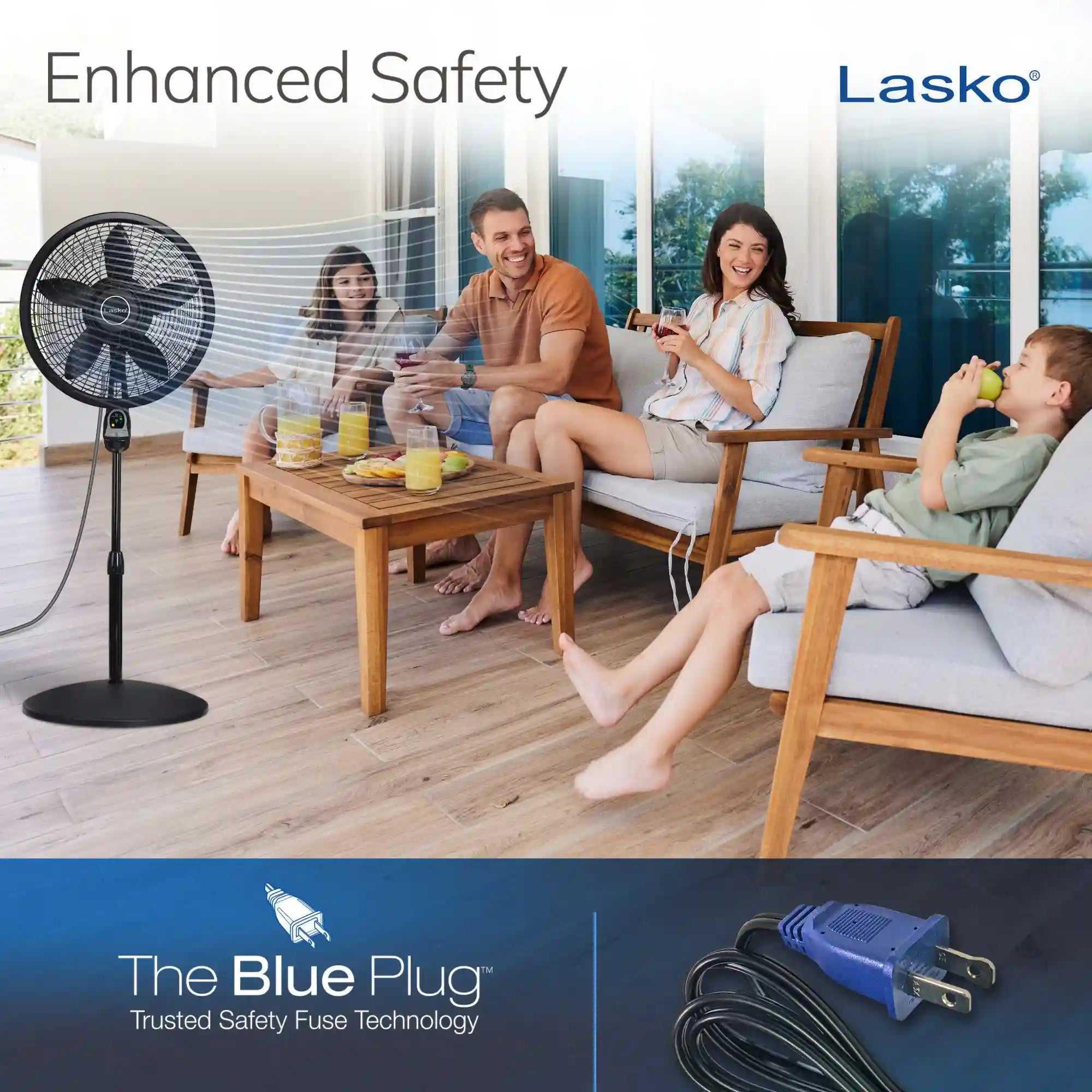 Lasko Cyclone® 18" Pedestal Fan (3-speed, remote, timer, black)