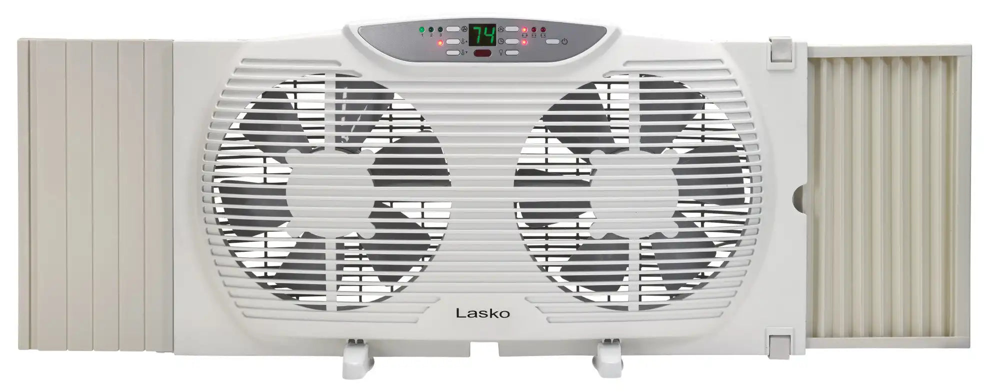 Lasko 3-Speed Electrically Reversible Twin Window Fan with Remote Control, W09550, White