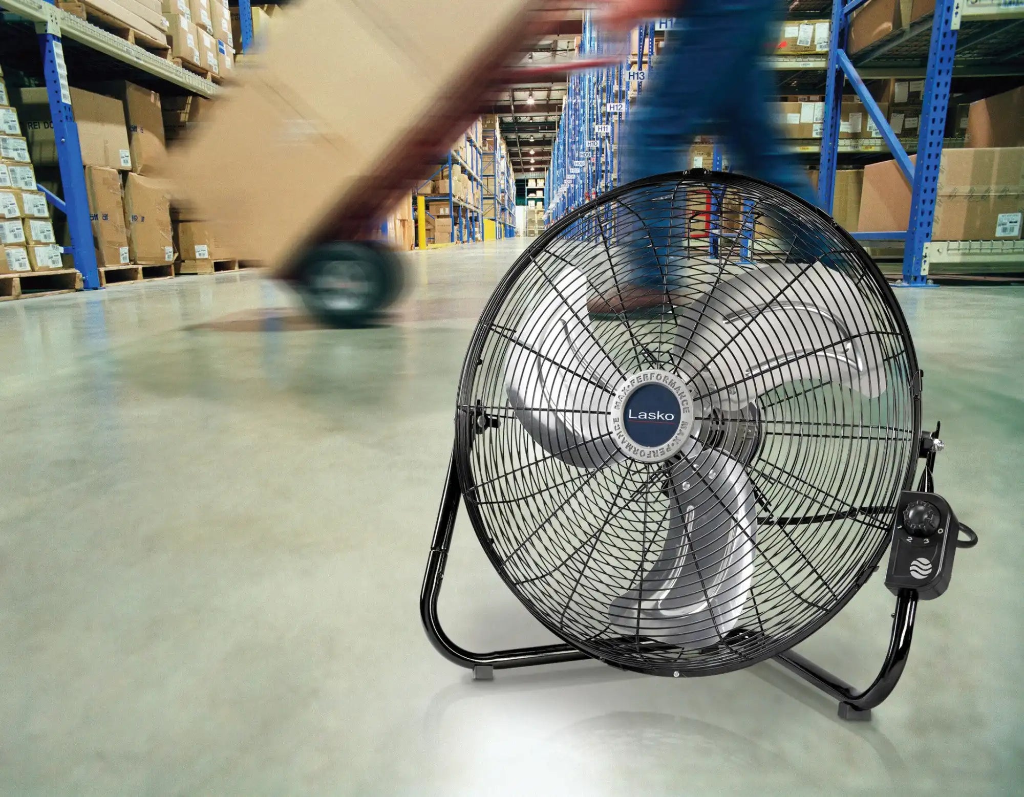 Lasko QuickMount® 20" High Velocity Floor & Wall Mount Fan (3-speed, manual, black)