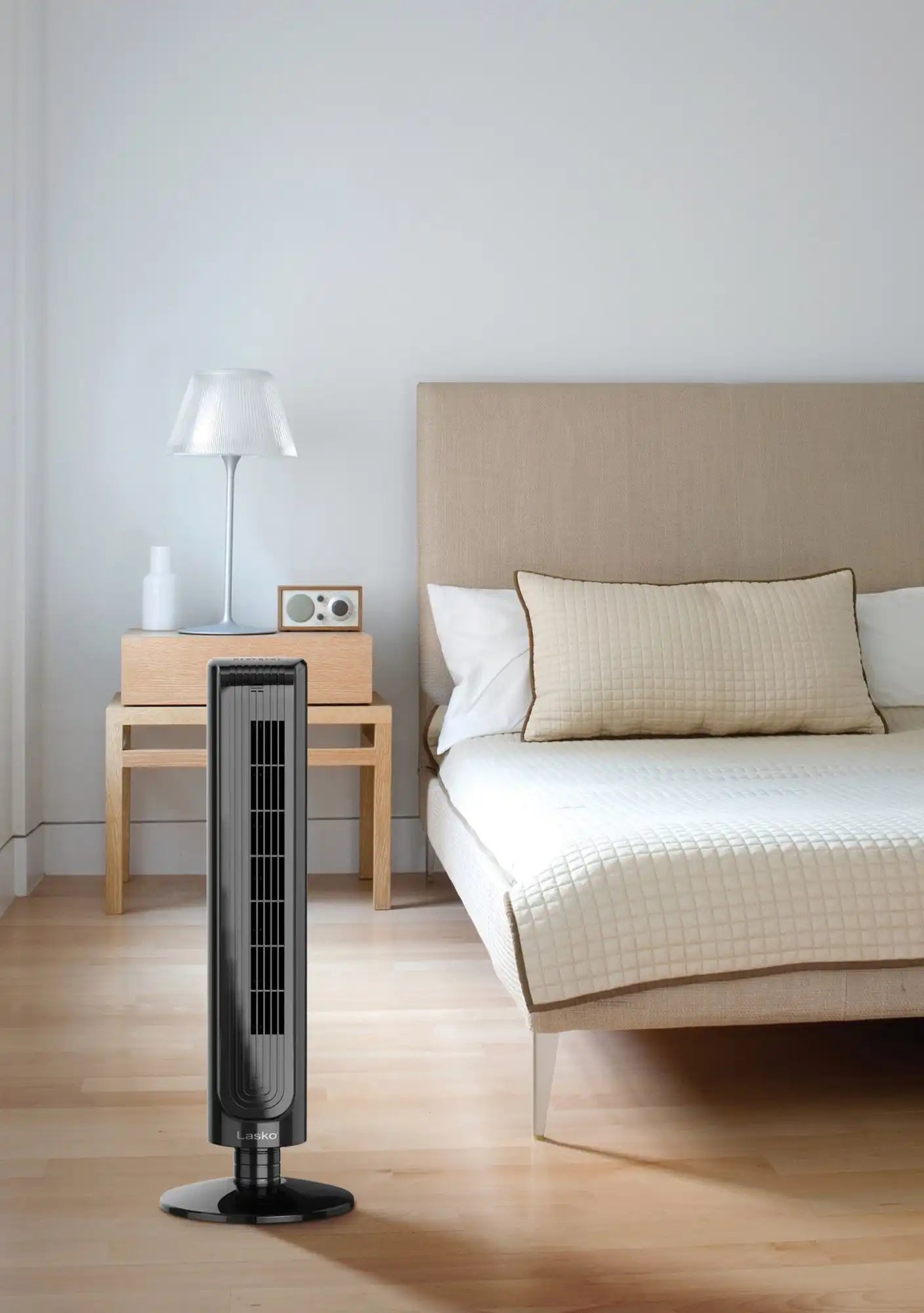 Lasko 32" Tower Fan (3-speed, remote, timer, ionizer, black)