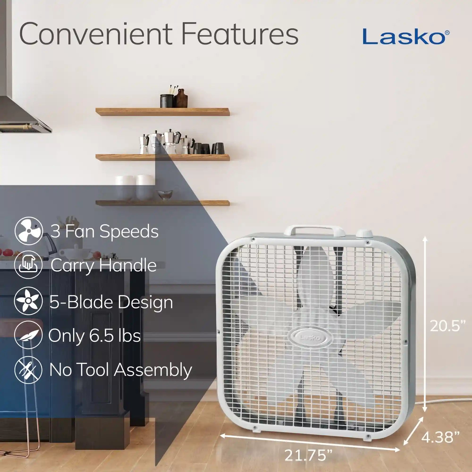 Lasko B20201 20" Box Fan with Save-Smart Technology