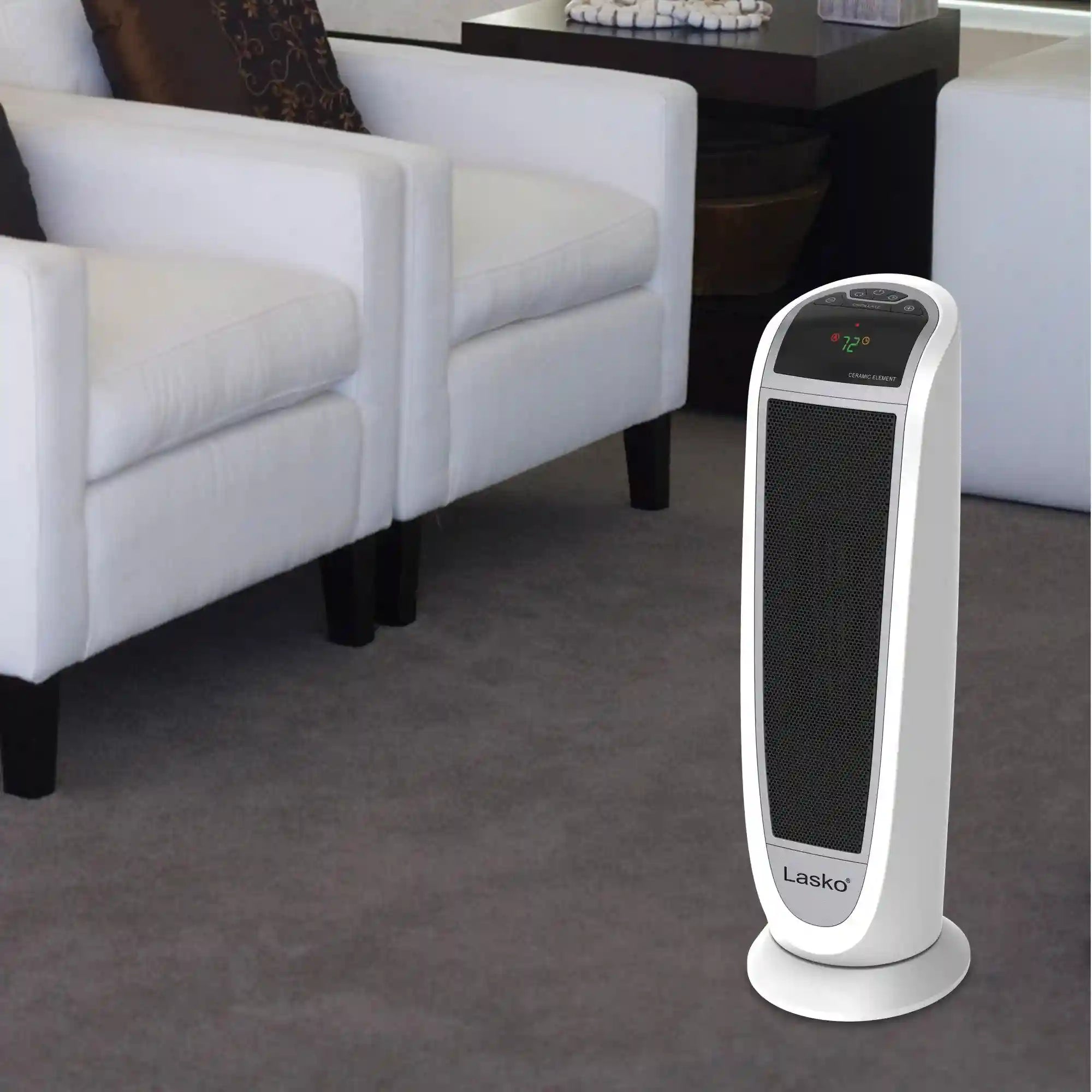 Lasko 22" Digital Ceramic Tower Heater (2 heat settings, remote, timer, white)