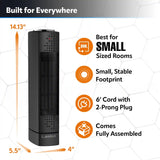 Lasko Oscillating Ultra Slim Electric Tower Space Heater with 2 Speeds, CT14101, Black