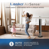 Lasko WhisperForce™ DC 40" Tower Fan (12-speed, remote, timer, air filtration, black)