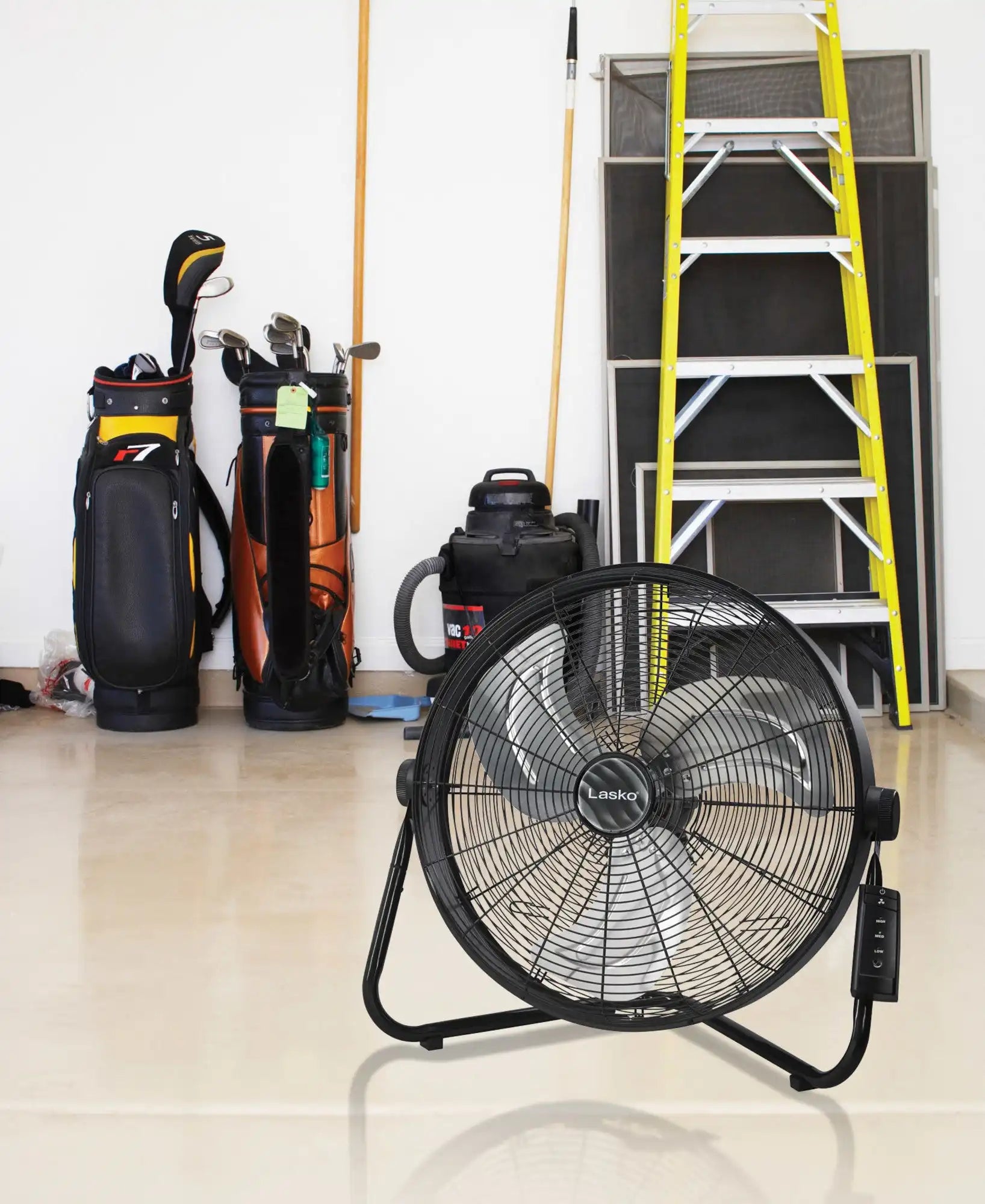 Lasko 20" 3-Speed Pivoting High Velocity Utility Floor or Wall Mount wan with Remote, H20685, Black