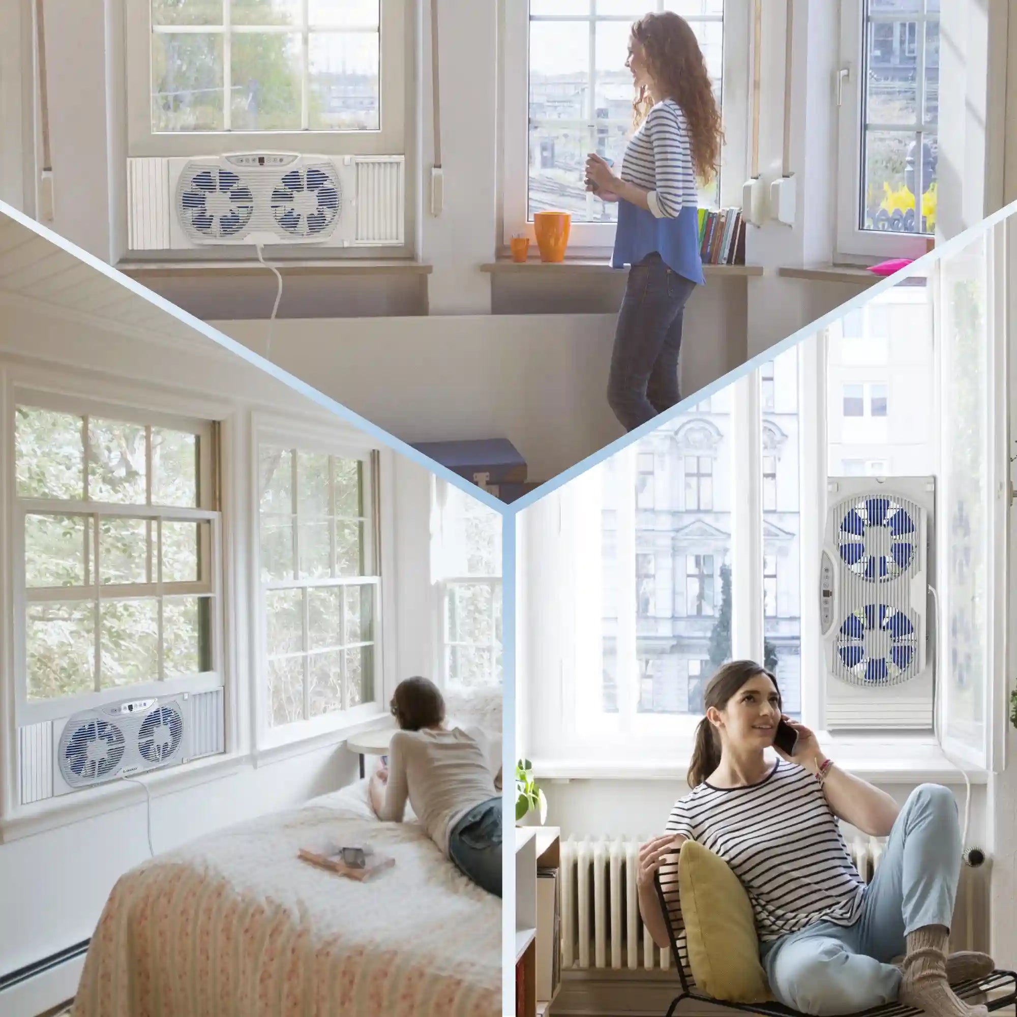 Lasko Electrically Reversible Twin Window Fan with Bluetooth Technology, W09560, White
