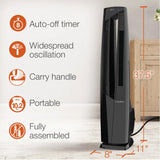 Lasko 1500W Electric Oscillating All Season Tower Fan and Space Heater with Remote, FHV801, Black
