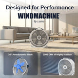 Lasko Wind Machine® 20" Air Circulator Floor Fan (3-speed, manual, 360° airflow, light gray)