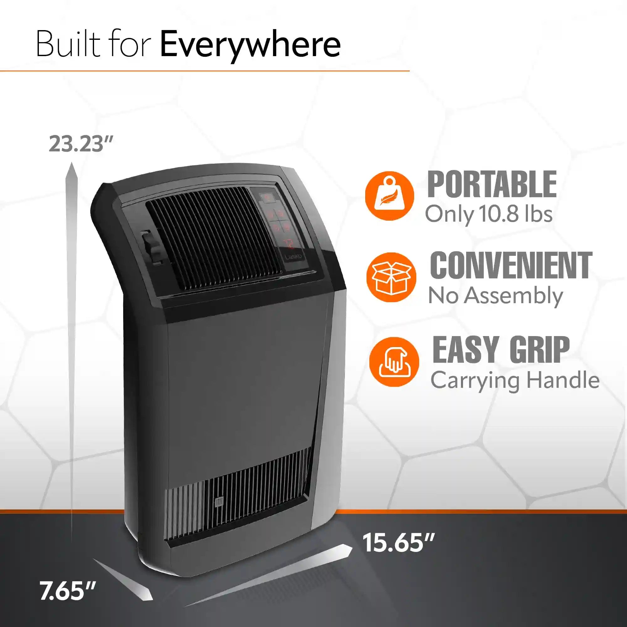 Lasko CC24925 24" Cyclonic Ceramic Full Room Space Heater, Black