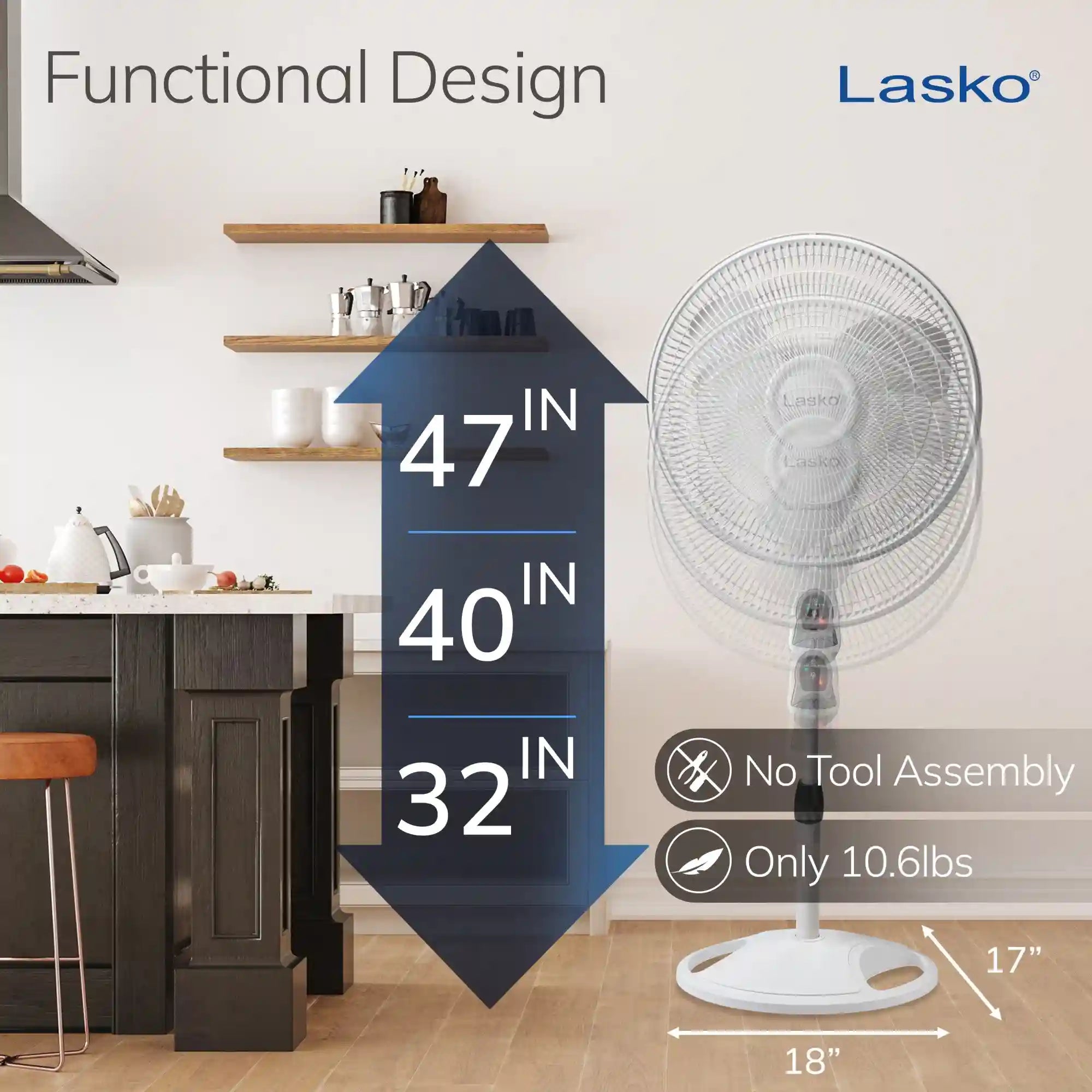 Lasko 16" Pedestal Fan (3-speed, remote, timer, white)