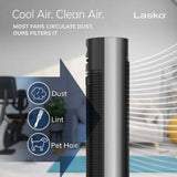 Lasko WhisperForce™ DC 40" Tower Fan (12-speed, remote, timer, air filtration, black)