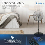 Lasko 20" Pedestal Fan (4-speed, remote, timer, black)