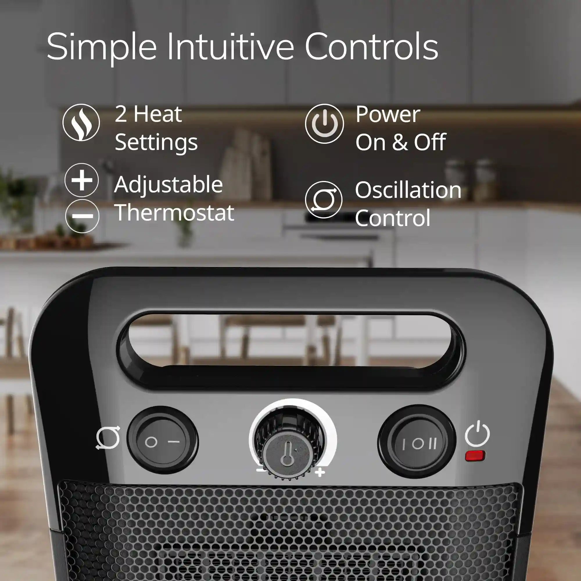 Lasko CD12100 Oscillating Personal Space Heater with Adjustable Thermostat, Black