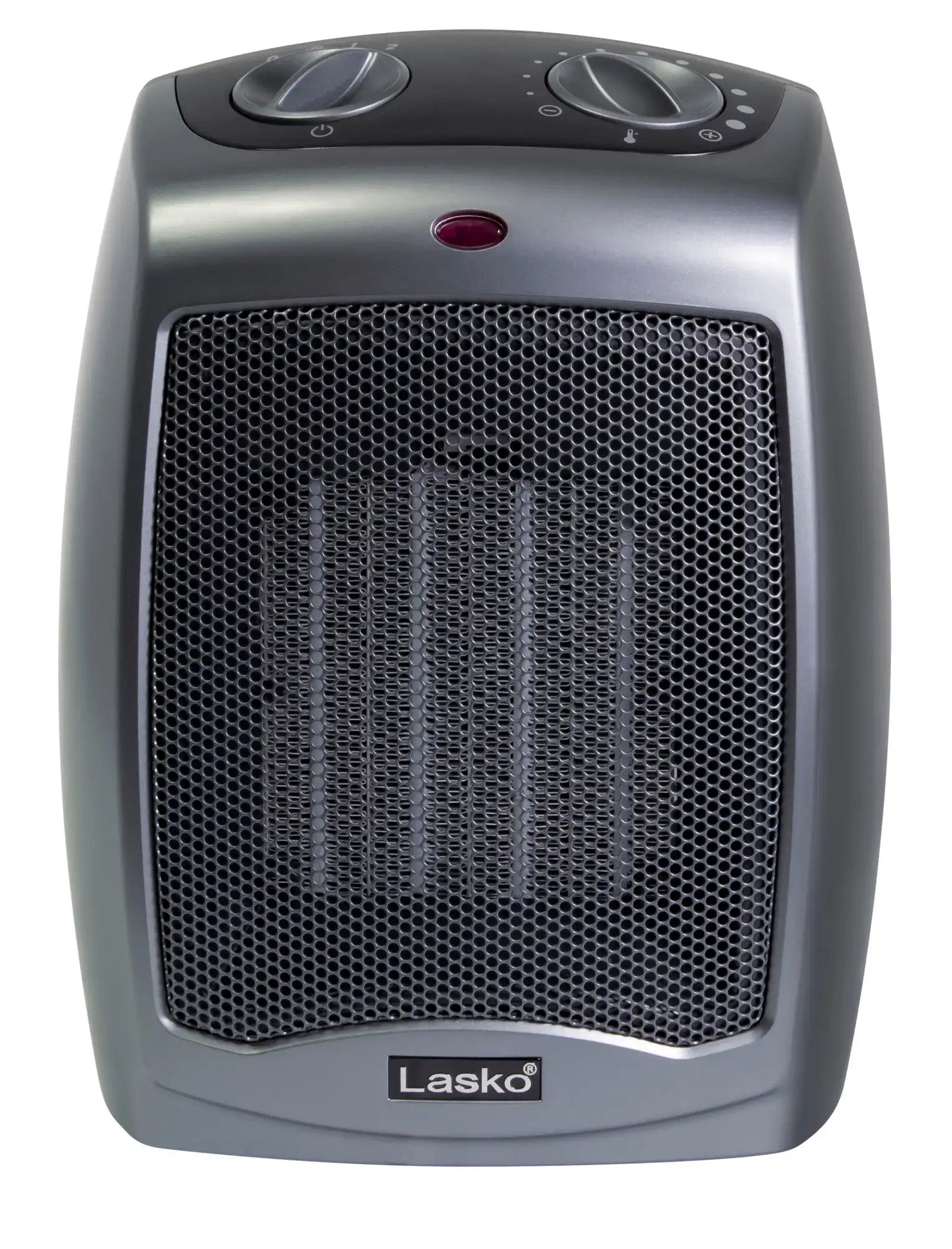Lasko 9" Ceramic Table Top Heater (2 heat settings, manual, thermostat, tip-over switch, gray)