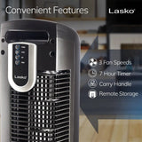 Lasko 36" Tower Fan (3-speed, remote, timer, 60° oscillation, black)