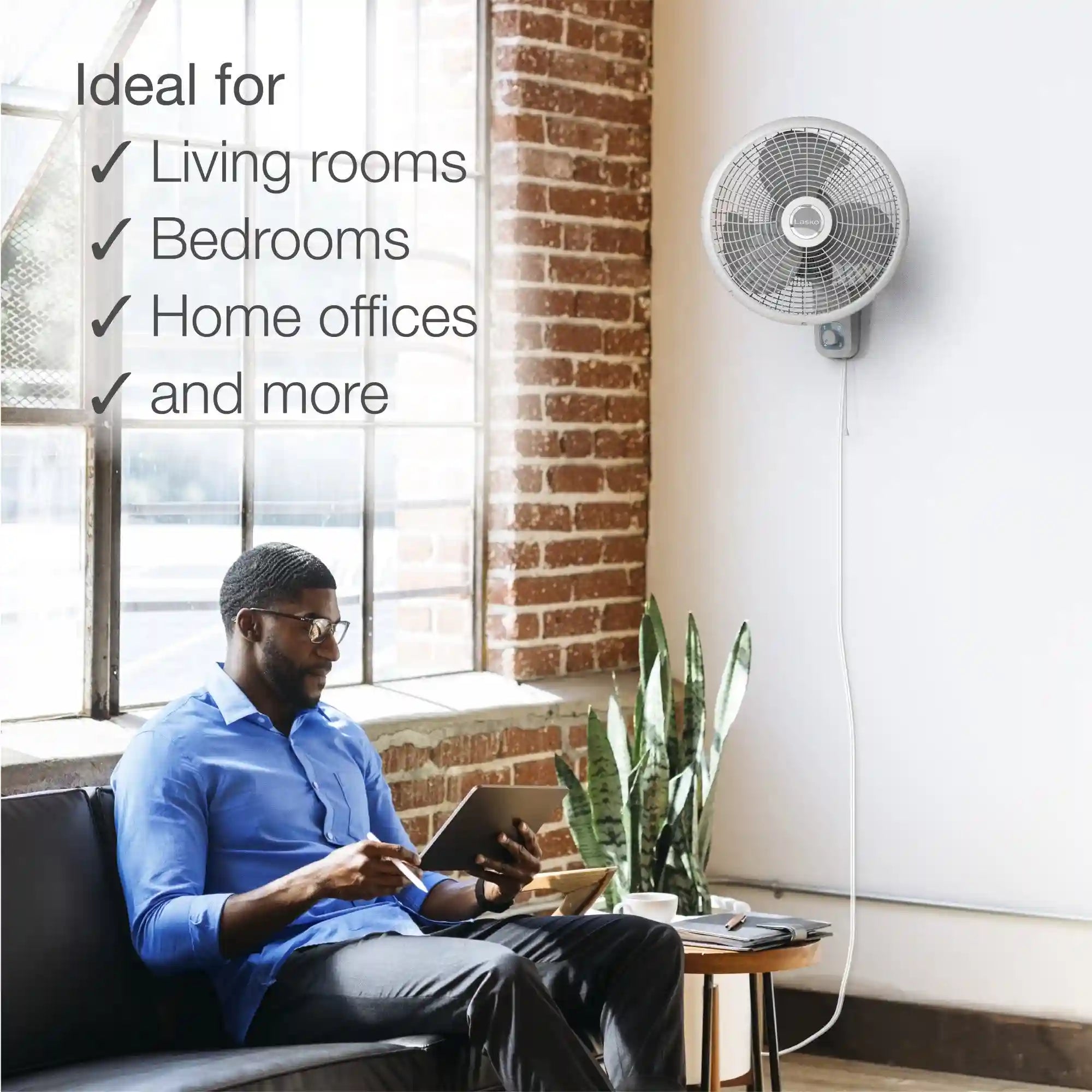 Lasko M16900 16" 3-Speed Oscillating Wall Mount Fan